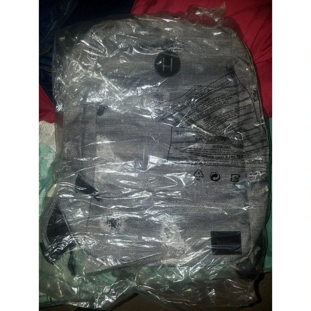 NIXON‎ Backpack Beacons Gray White Black Print Textured Woven